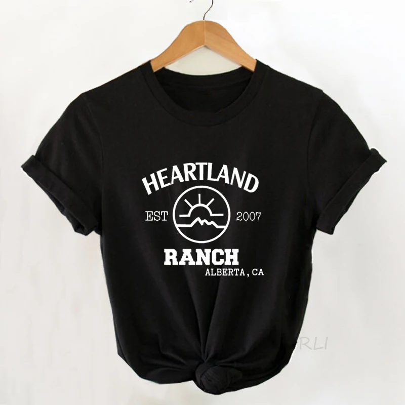 Venda O coração de rancho mercadoria de manga curta t-shirt das mulheres de  tv yellowstone camiseta de verão do algodão camisetas de vestuário de mulher  > Topos & Tees 