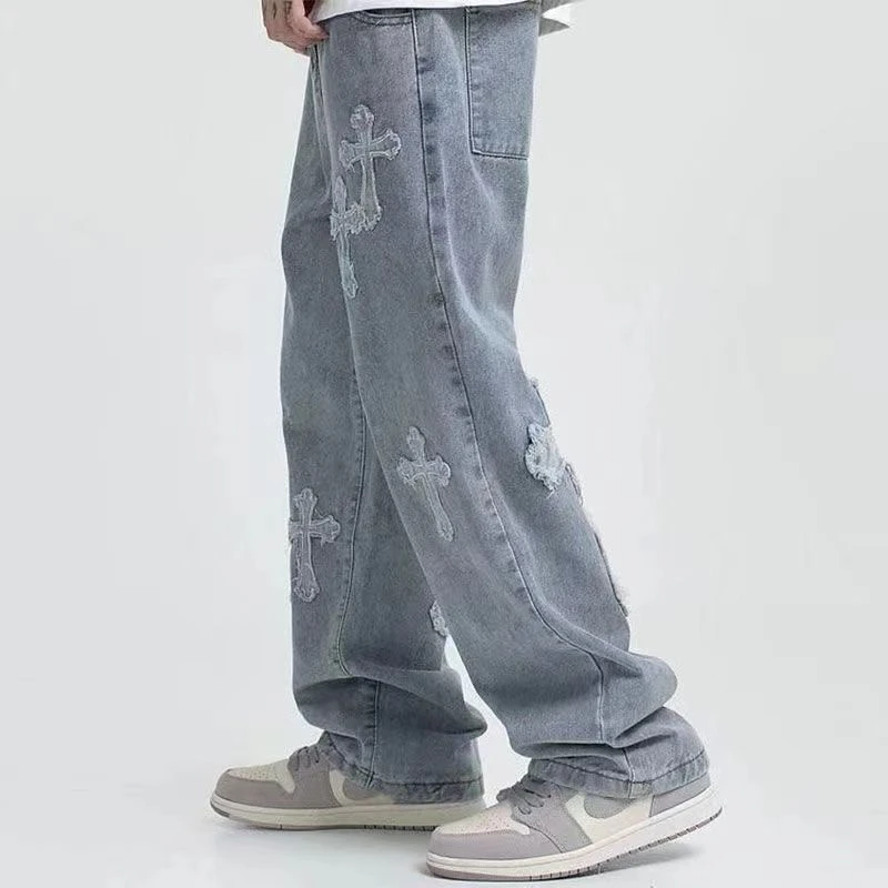 Streetwear Hip Hop Calça Jeans Baggy Para Homens Coreano Y2k Moda
